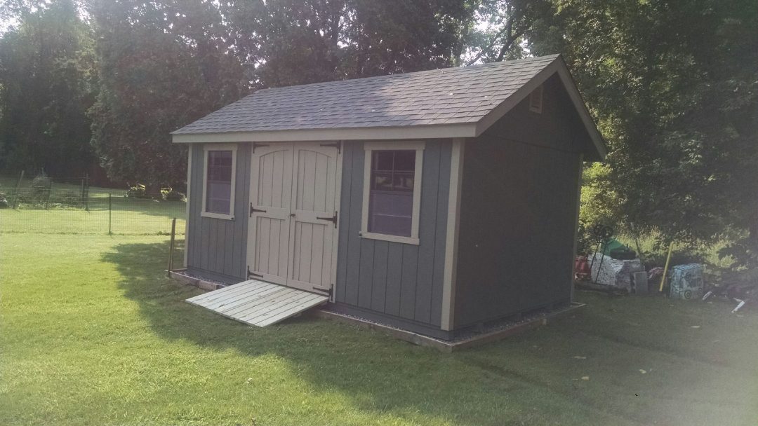 10 x 16 a-frame shed delivered to and installed in North Adams, MA