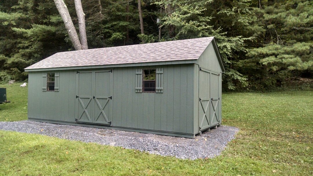 Large 10x24 A-frame shed delivered to Millerton, NY
