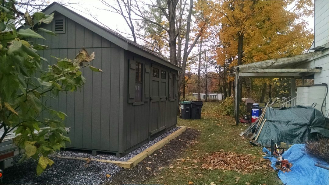 10x16 Green A-Frame shed delivered and installed in Ghent, NY