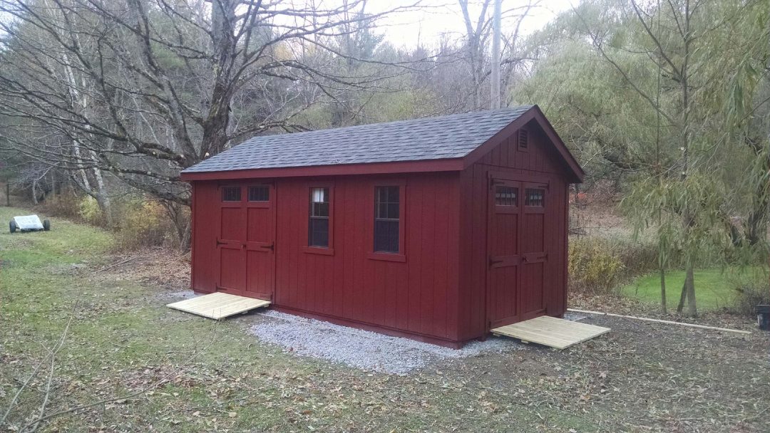 red 10x20 elite A-Frame shed delivered to East Chatham, NY