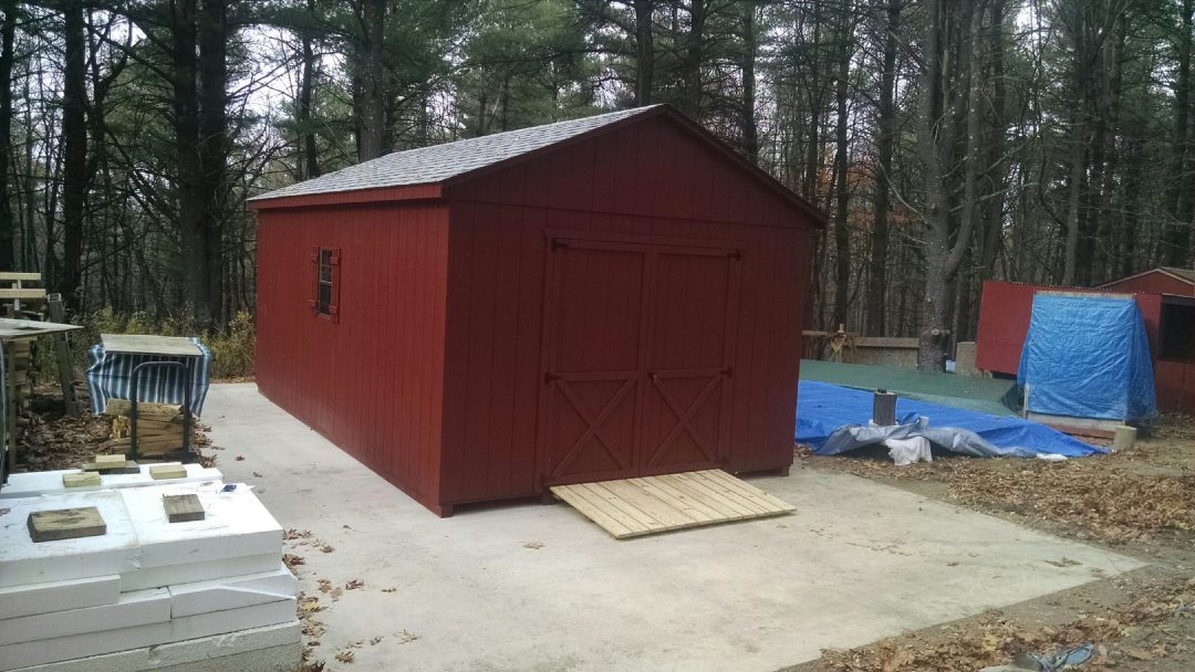12x20 red A-Frame shed with ramp delivered to Kinderhook, NY